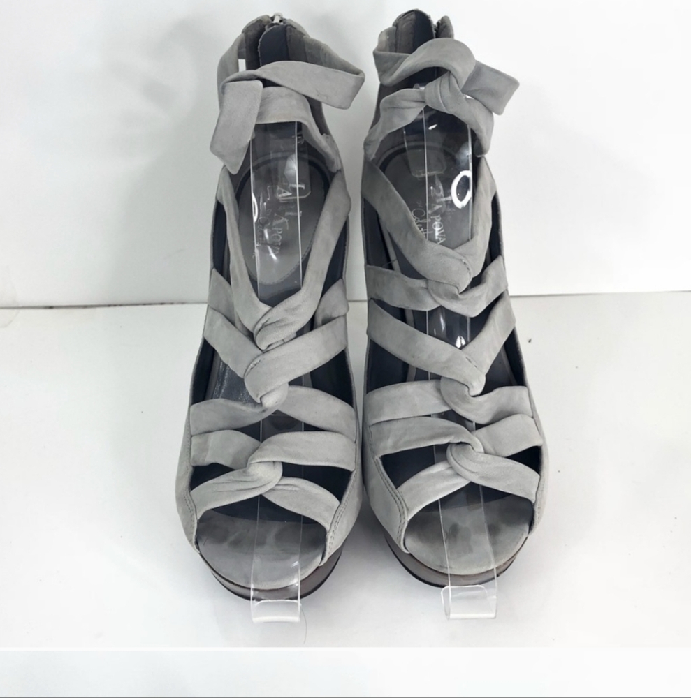 Maria Sharapova Cole Haan Grey Strappy Platform Heels Shoes Size 7.5